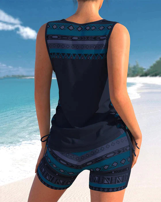 Ava - Tankini Met Geometrische Print En V-halslijn™ | Geniet Vol Vertrouwen Van Het Strand Of Het Zwembad