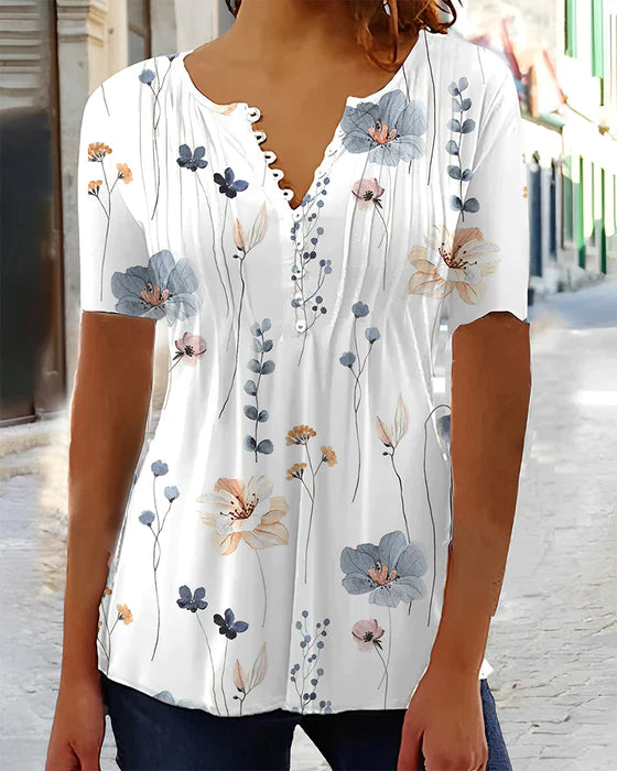 Stela - V-Hals Blouse Met Korte Mouwen™ | Een Must-Have Voor De Zomermaanden!