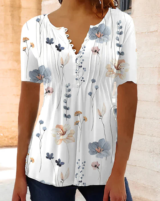 Stela - V-Hals Blouse Met Korte Mouwen™ | Een Must-Have Voor De Zomermaanden!